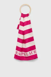 Hedvábný šátek Lauren Ralph Lauren růžová barva
