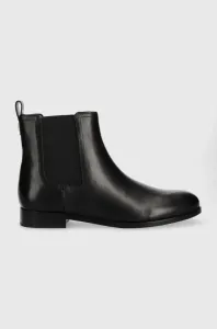 Kožené kotníkové boty Lauren Ralph Lauren Brylee dámské, černá barva, na plochém podpatku, 802908354001 #5938209