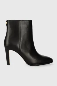 Kožené kotníkové boty Lauren Ralph Lauren Dylann dámské, černá barva, na podpatku, 802908332001 #6034897