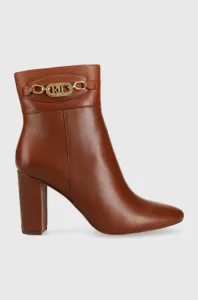 Kožené kotníkové boty Lauren Ralph Lauren Macie dámské, hnědá barva, na podpatku #5491248