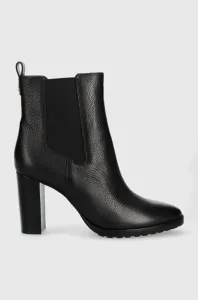 Kožené kotníkové boty Lauren Ralph Lauren Mylah dámské, černá barva, na podpatku, 802912285001 #5937781