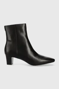 Kožené kotníkové boty Lauren Ralph Lauren Willa dámské, černá barva, na podpatku, 802912365001 #5984126