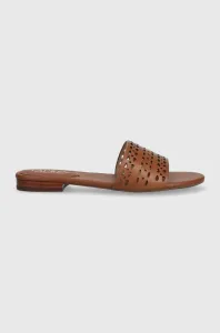 Kožené pantofle Lauren Ralph Lauren Andee dámské, hnědá barva, 802904285001 #5053030