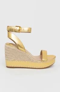 Kožené sandály Lauren Ralph Lauren 802898505001 dámské, zlatá barva, na klínku #4522887