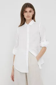 Plátěná košile Lauren Ralph Lauren dámská, bílá barva, regular, s klasickým límcem #3829135