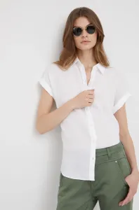 Plátěná košile Lauren Ralph Lauren dámská, bílá barva, regular, s klasickým límcem #3829142