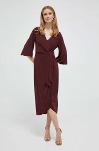 Šaty Lauren Ralph Lauren vínová barva, midi #5911696