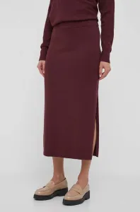 Sukně Lauren Ralph Lauren vínová barva, midi, pouzdrová #5658704