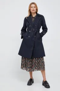 Trench kabát Lauren Ralph Lauren dámský, tmavomodrá barva, přechodný, dvouřadový #2038053