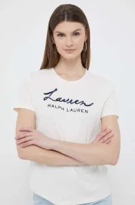 Tričko Lauren Ralph Lauren béžová barva #5050800