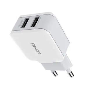 Síťová nabíječka LDNIO A2202, 2x USB, 12 W (bílá)
