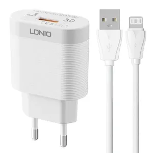 LDNIO A303Q USB 18W síťová nabíječka + kabel Lightning