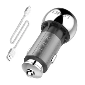 Nabíječka do auta LDNIO C1 USB, USB-C + kabel Lightning