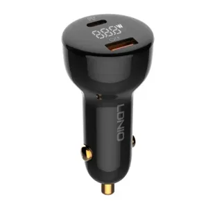 Nabíječka do auta LDNIO C101, USB + USB-C, 100 W + kabel USB-Lightning (černá)