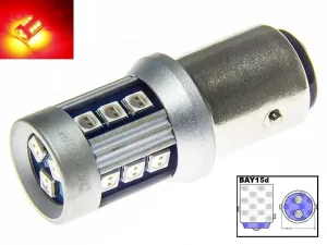 LED21 LED auto žárovka 12V 24V BAY15D 15 SMD 3030 P21/5W Dvouvláknová Červená