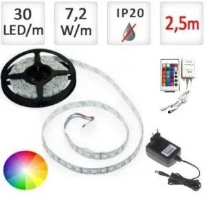 LED21 LED pásek 2,5m RGB 5050, 30 LED/m, 18W, IP20, sada