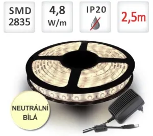 LED21 SADA LED pásek 2,5m 4,8W/m 60ks/m 2835 Neutrální bílá + Zdroj