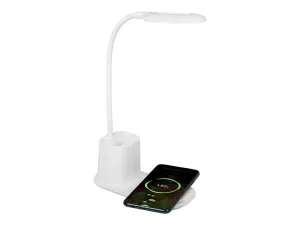 LED21 LED stmívatelná stolní lampička LB-05 s indukční nabíječkou, USB, bílá