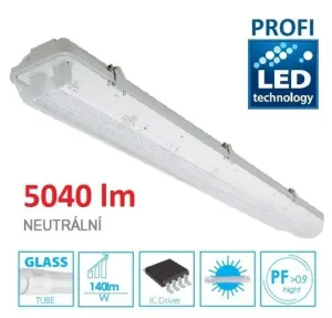 LED21 KOMPLET PROFI 2 Prachotěsné svítidlo +2 LED trubice T8 36W 5040lm 120cm Neutrální bílá TRU31321NW
