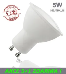 LED21 LED žárovka 5W GU10 320lm Neutrální bílá, 5+1 ZDARMA