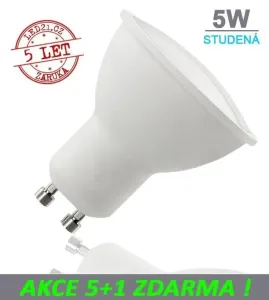 LED21 LED žárovka 5W GU10 400lm Studená bílá, 5+1 ZDARMA