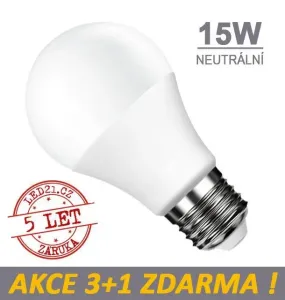 LED21 LED žárovka E27 15W SMD2835 1500 lm CCD Neutrální bílá, 3+1 Zdarma #2062657