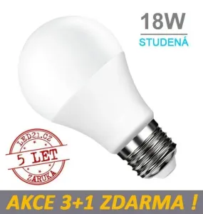 LED21 LED žárovka E27 18W SMD2835 1500 lm CCD Studená bílá, 3+1 Zdarma