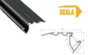LEDLabs Hliníkový profil schodišťový LUMINES SCALA 2m pro LED pásky, eloxovaný černý