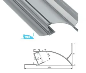 LEDLabs Hliníkový profil TOPO 2m pro LED pásky, eloxovaný stříbrný