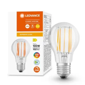 LED žárovka LED E27 A60 11W = 100W 1521lm 2700K Teplá bílá 300° CRI90 Filament Stmívatelná LEDVANCE Superior