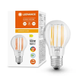 LED žárovka LED E27 A60 11W = 100W 1521lm 4000K Neutrální bílá 300° CRI90 Filament Stmívatelná LEDVANCE Superior