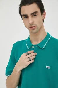 Bavlněné polo tričko Lee zelená barva, s aplikací