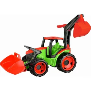 Teddies 48086 Traktor se lžící a bagrem plast červeno-bílý 65cm v krabici od 3 let