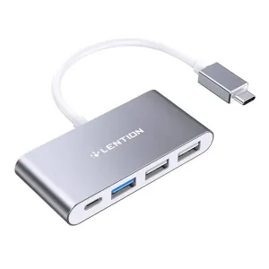 4 v 1 Lention USB-C na USB 3.0 + 2x USB 2.0 + rozbočovač USB-C (šedý)
