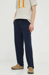 Bavlněné kalhoty Les Deux Patrick Seersucker tmavomodrá barva, jednoduché