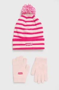 Čepice a dětské rukavice Levi's růžová barva #4010334