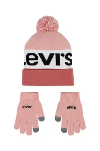 Čepice a dětské rukavice Levi's růžová barva #5687448