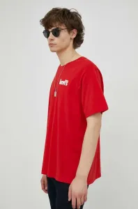 Bavlněné tričko Levi's , červená barva, s potiskem
