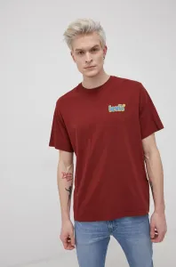 Bavlněné tričko Levi's vínová barva, hladké