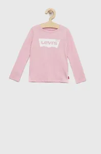 Dětská bavlněná košile s dlouhým rukávem Levi's růžová barva