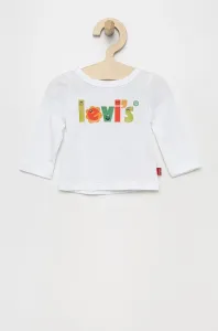 Dětské tričko s dlouhým rukávem Levi's bílá barva