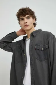 džínová košile Levi's pánská, šedá barva, relaxed, s klasickým límcem #5657167