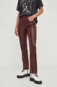 Kalhoty Levi's 724 COATED STRAIGHT dámské, vínová barva, přiléhavé, high waist #6056522