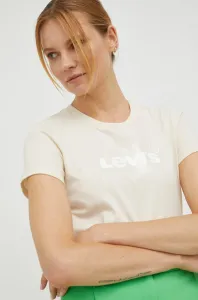 Bavlněné tričko Levi's béžová barva