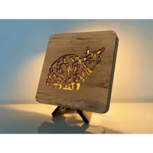 Li-Go Kočka lampa 19x19cm , Barva dřeva dub B