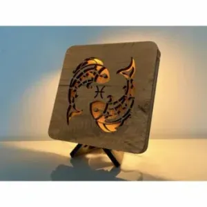 Li-Go Znamení Ryby lampa 19x19 cm 2298, Barva dřeva dub B