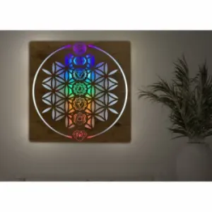 Li-Go Čakry symboly světelný obraz 90x90cm , Barva dřeva dub B
