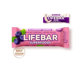 Lifefood Lifebar Plus tyčinka borůvková s quinoou BIO RAW 47g
