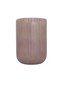 Skleněná proužkovaná růžová váza Tollegno - Ø 16,5 * 22 cm 5949795