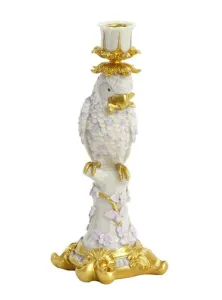Zlatý antik svícen s papouškem Lora lilac - 12*11*29 cm 6047862